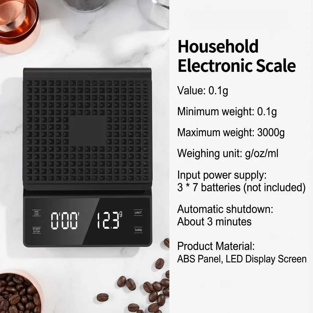 Precision Digital Coffee Scale with Timer & LCD Display
