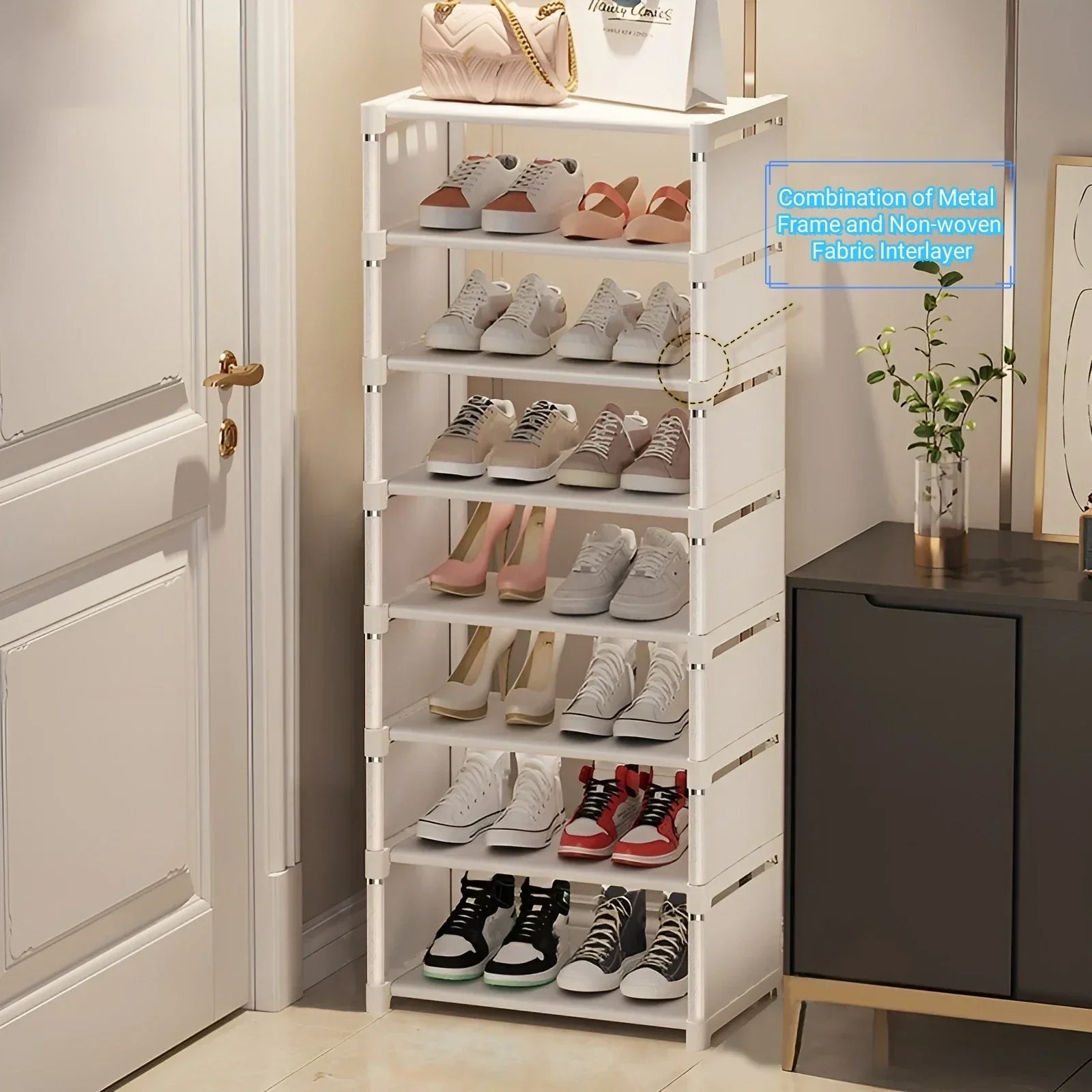 Metal Shoe Rack with 6/8 Tiers – Space-Saving Design