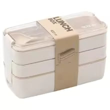 Eco-Friendly 3-Tier Lunch Box – 900ml Stackable Design with Utensils