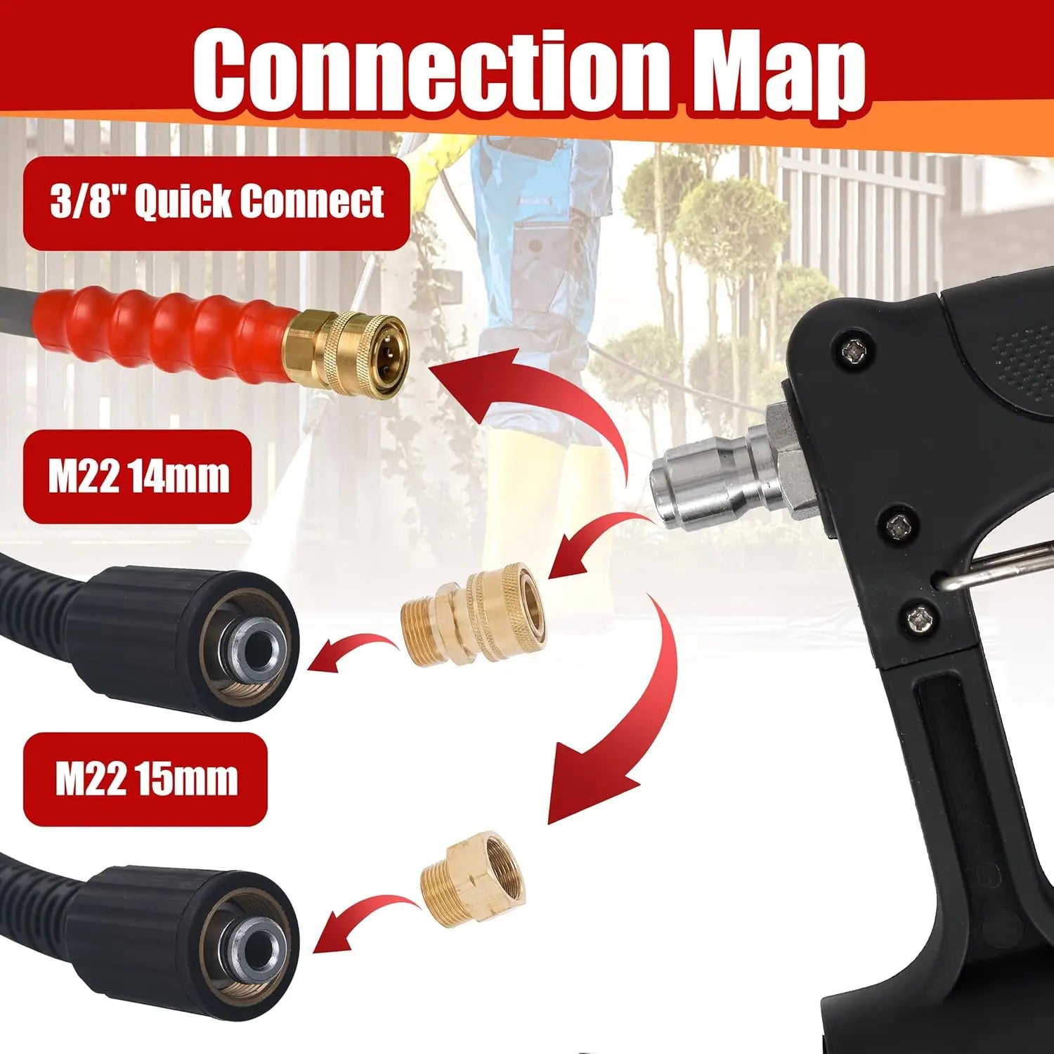 ReachMaster Pro Extension Wand for Pressure Washers – Gutter Cleaning Kit with 3 Curved Attachments & 7 Nozzle Options