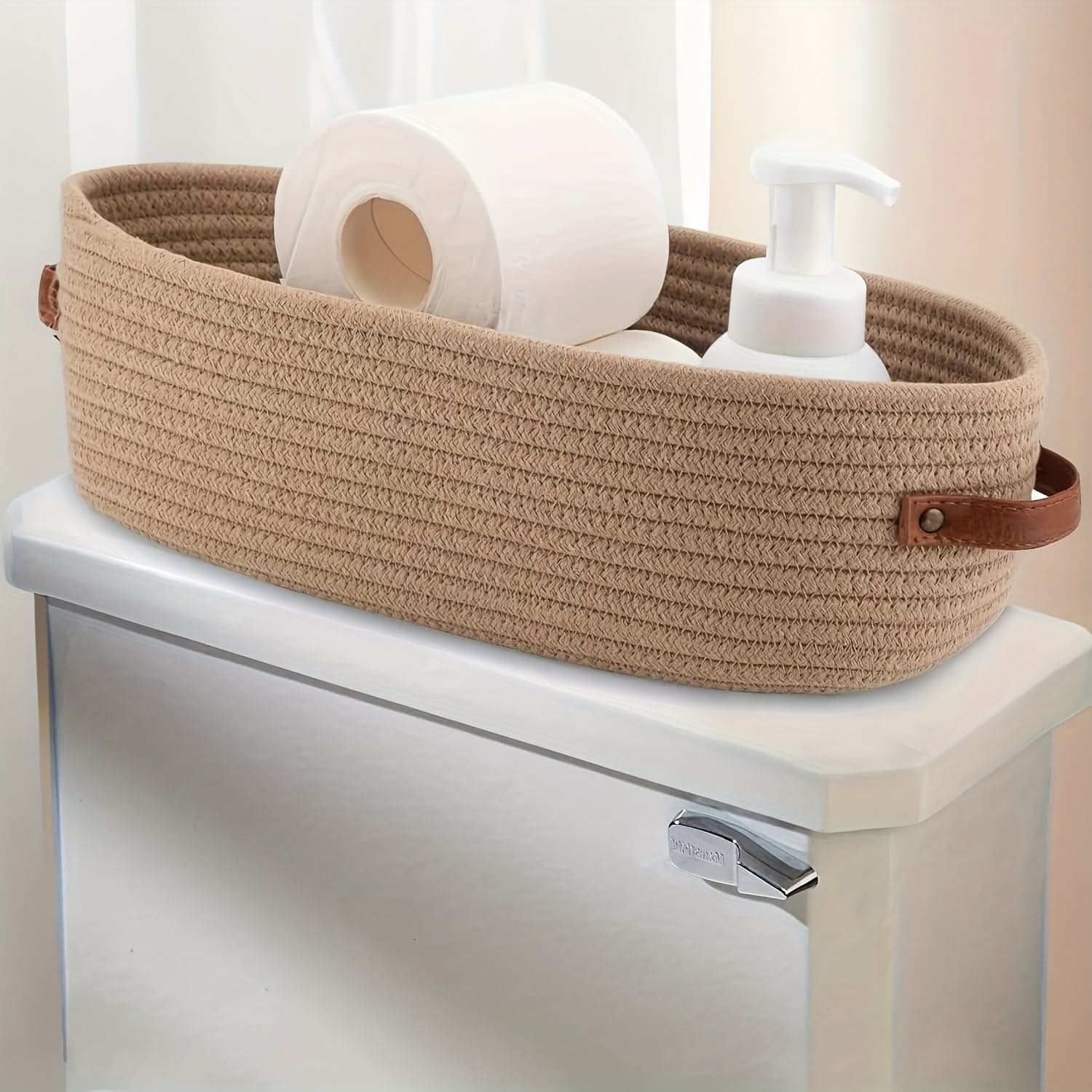 Chic Oval Woven Basket for Effortless Bathroom Storage
