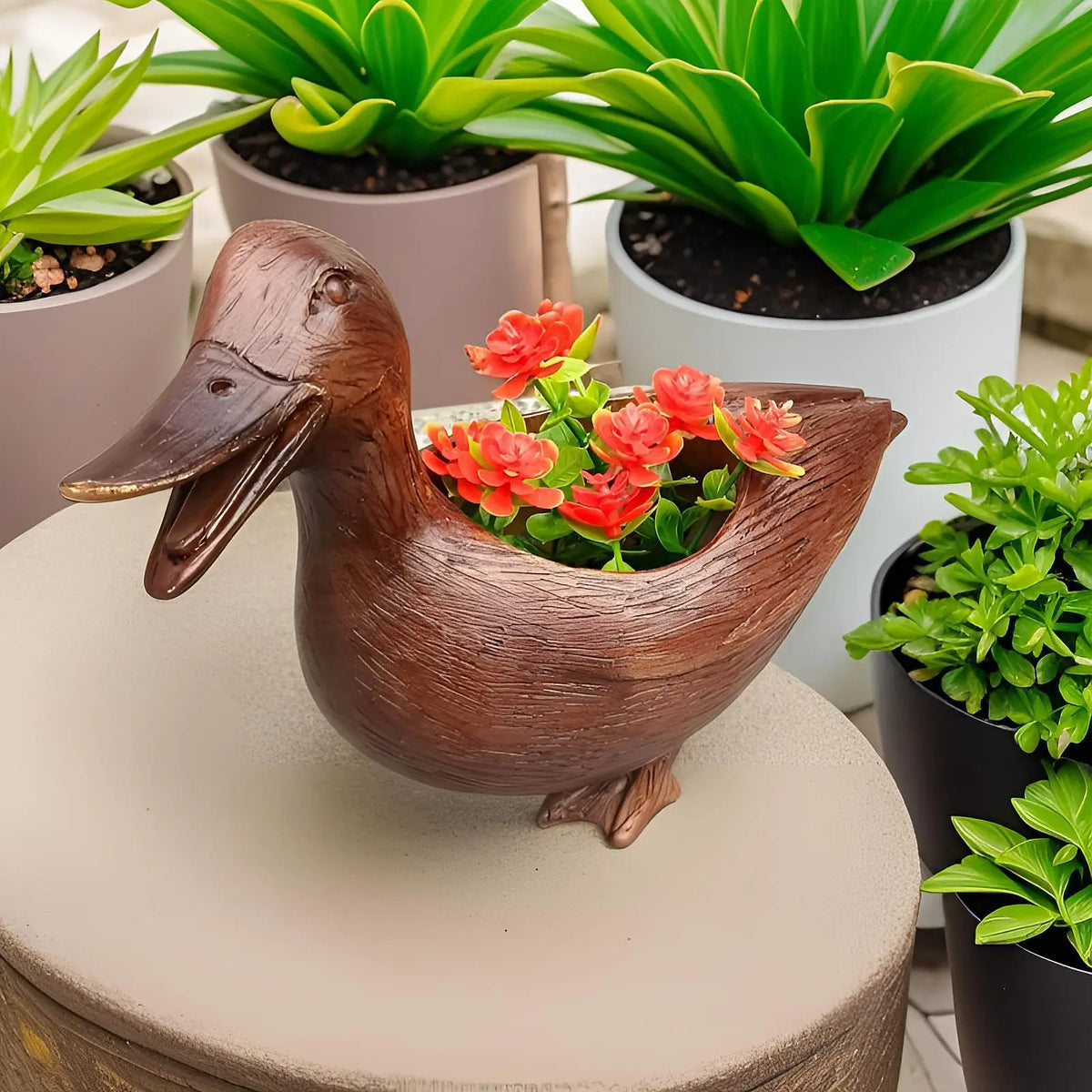Flowerpot Duck Sculpture – Quirky Planter Design