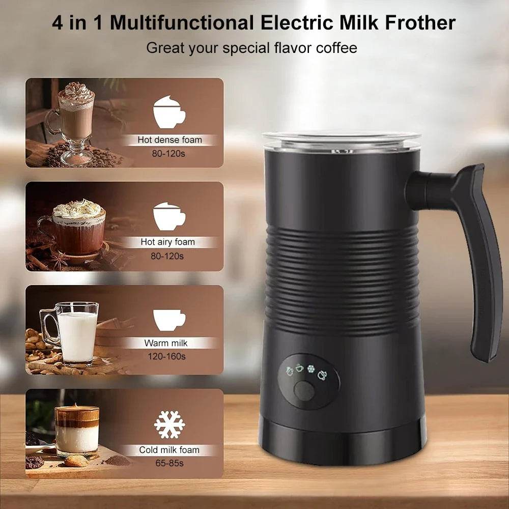 FrothMaster 4-in-1 Electric Milk Frother – Effortless Hot & Cold Foam for Your Coffee Creations