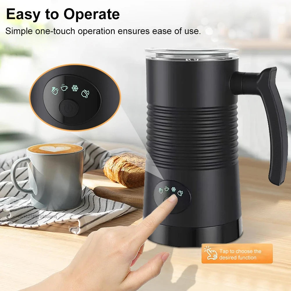 FrothMaster 4-in-1 Electric Milk Frother – Effortless Hot & Cold Foam for Your Coffee Creations