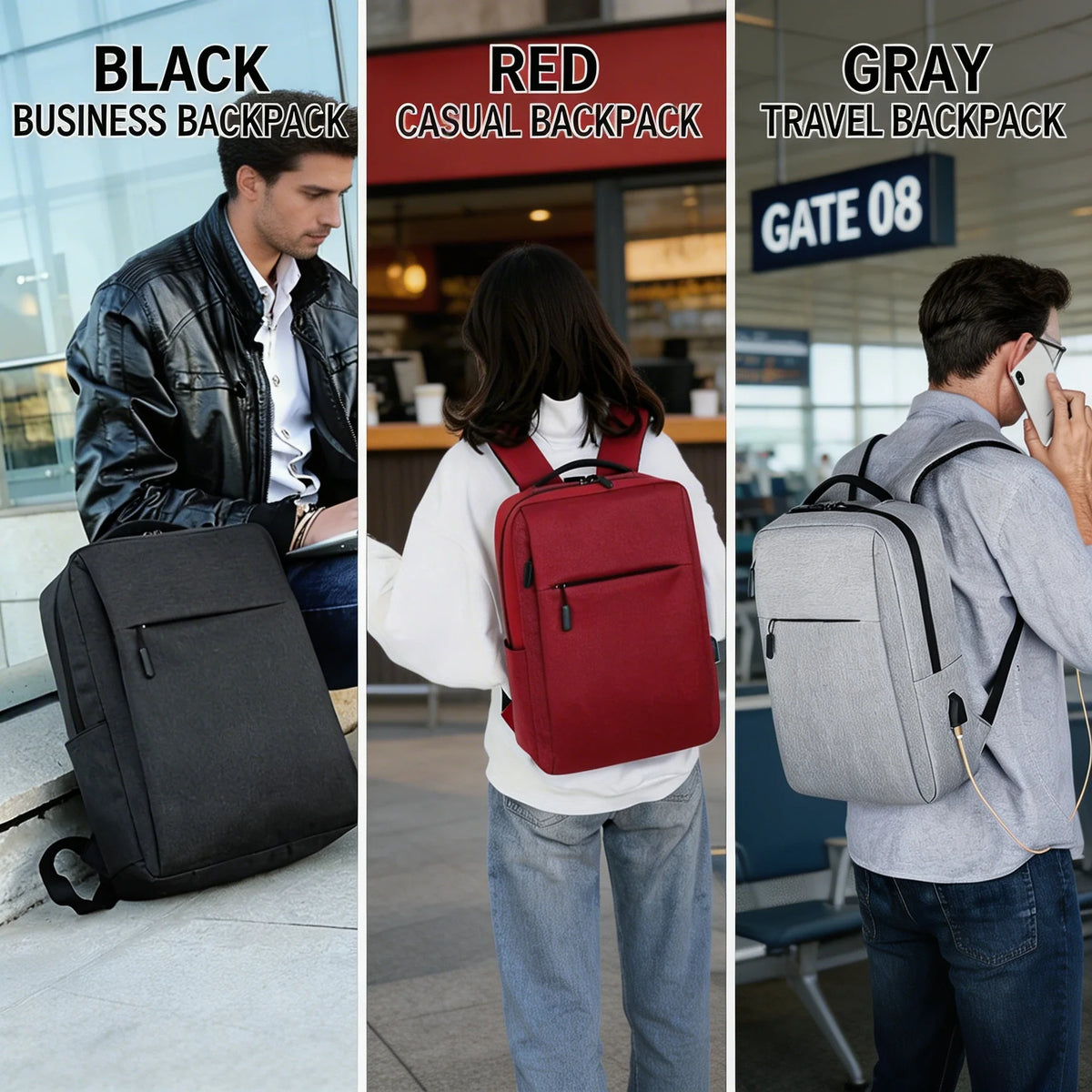 Versatile 15.6-Inch Tech Backpack with USB Charging Feature
