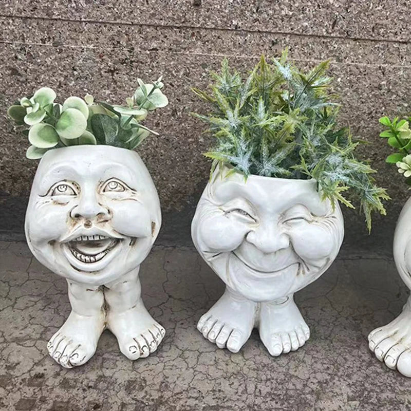 Humorous Face Shaped Planter - Laughing Plant Pot
