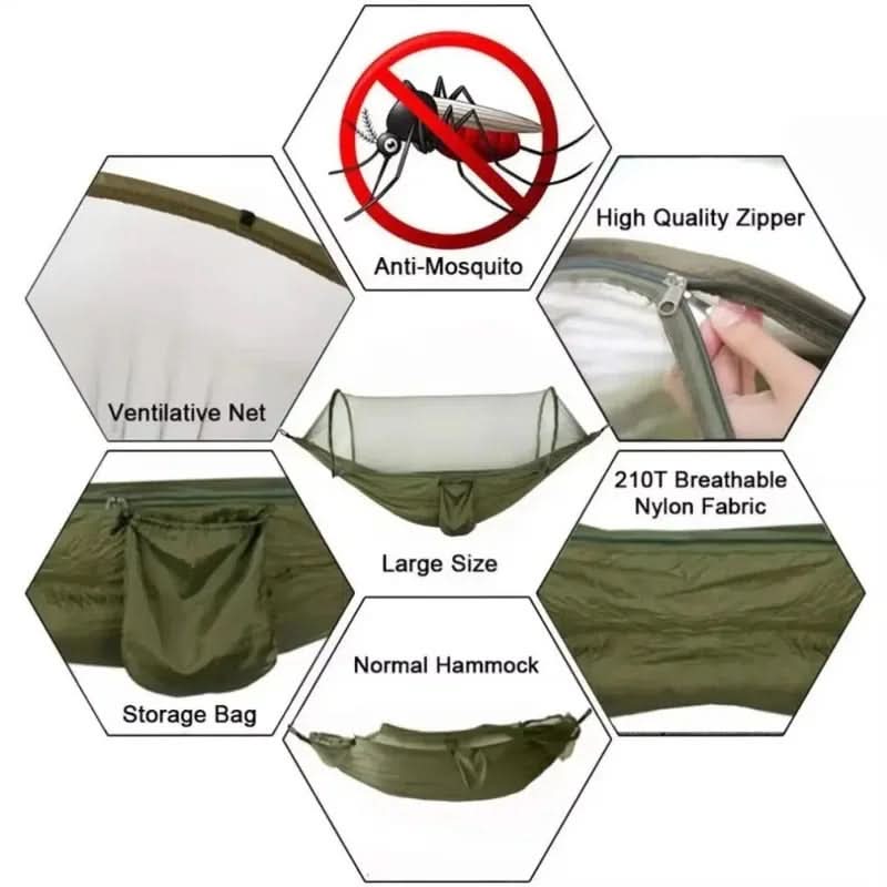 SereneNest – Portable Camping Hammock with Mosquito Netting