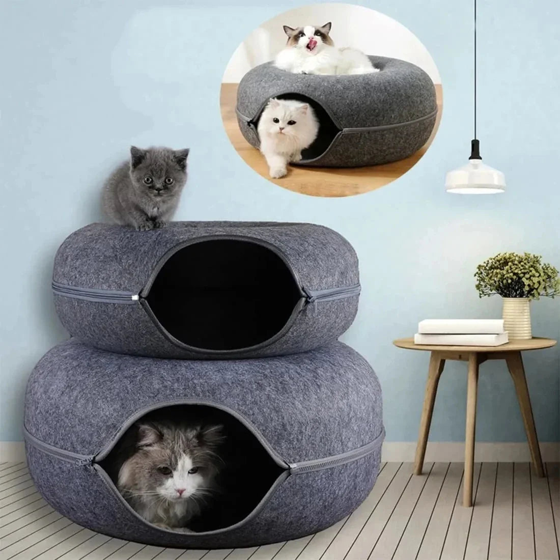 Feline Fun Sphere – Cozy Interactive Wool Cat Retreat
