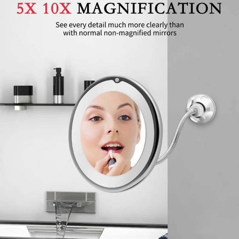 LuxeView 10X Illuminated Makeup Mirror with Adjustable Arm