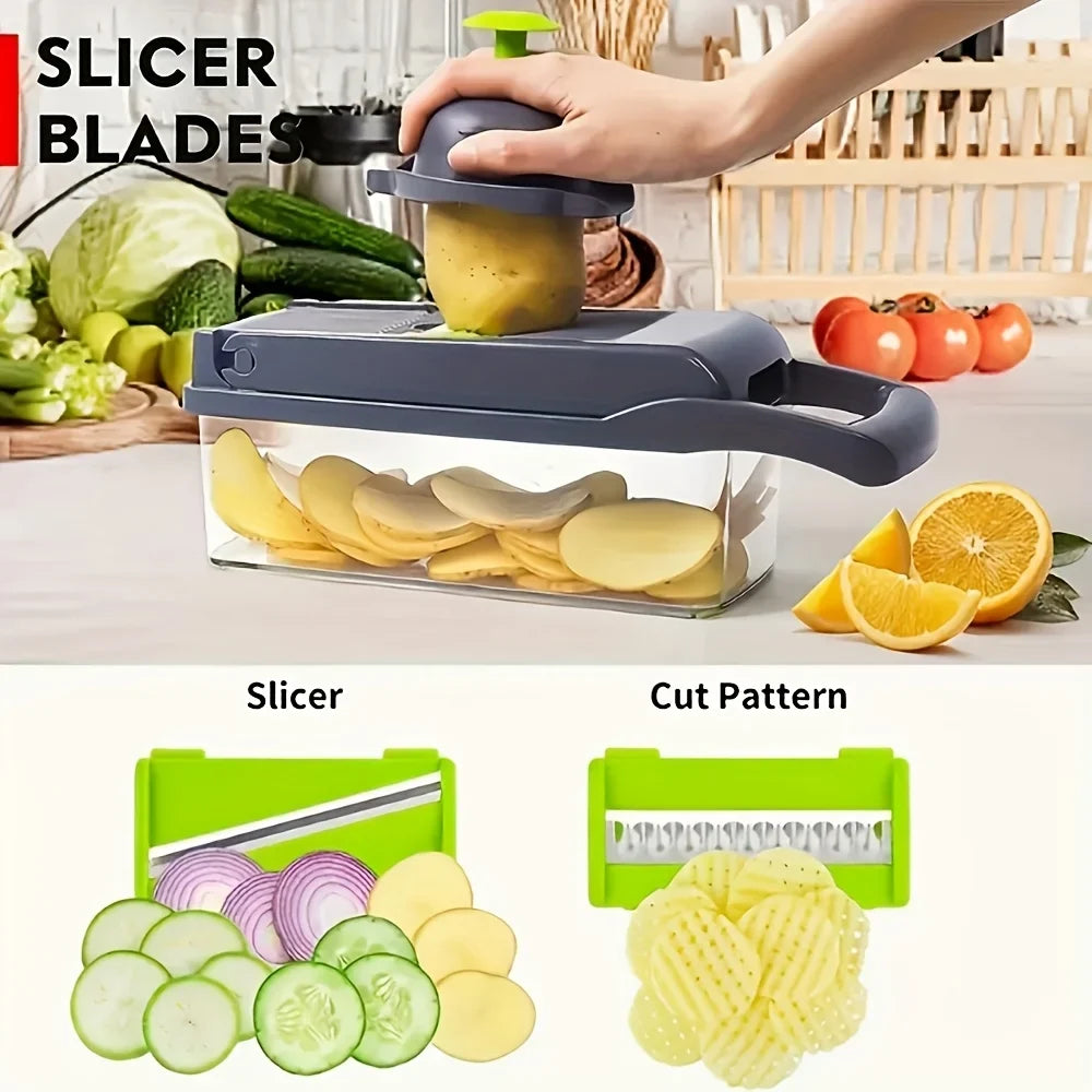 VersaChop 16-in-1 Manual Vegetable Prep Tool with 8 Blades