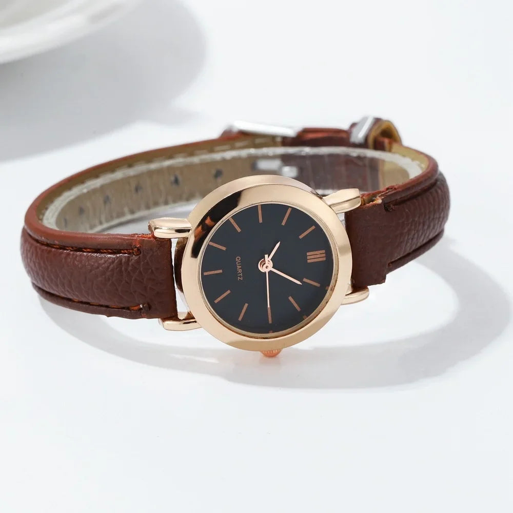 Sophisticated Women's Quartz Timepiece – Leather Strap Analog Watch