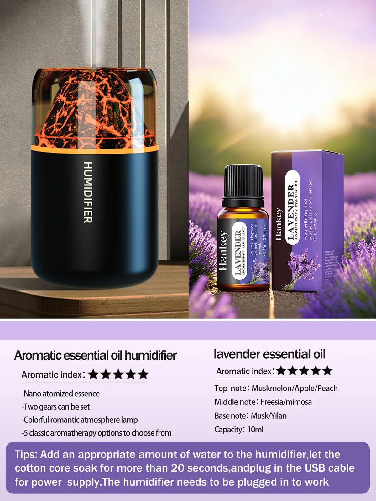 AromaWave Volcano Mist Diffuser & Humidifier with Light