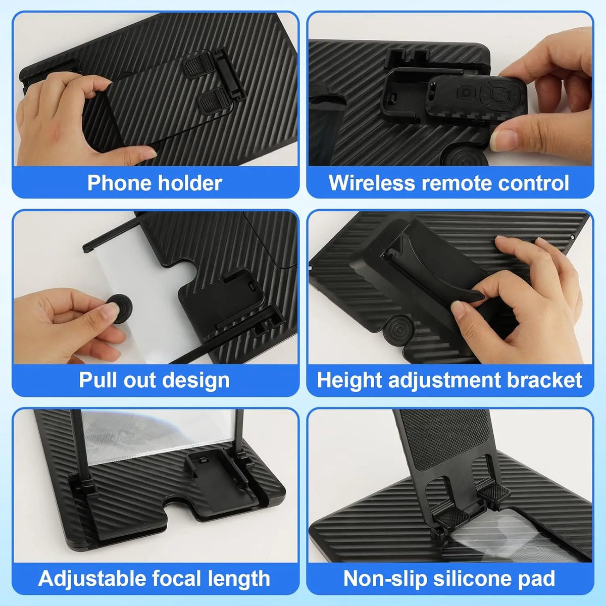 SmartView 3D Mobile Screen Amplifier – 12"/14" Foldable Stand with Bluetooth Control