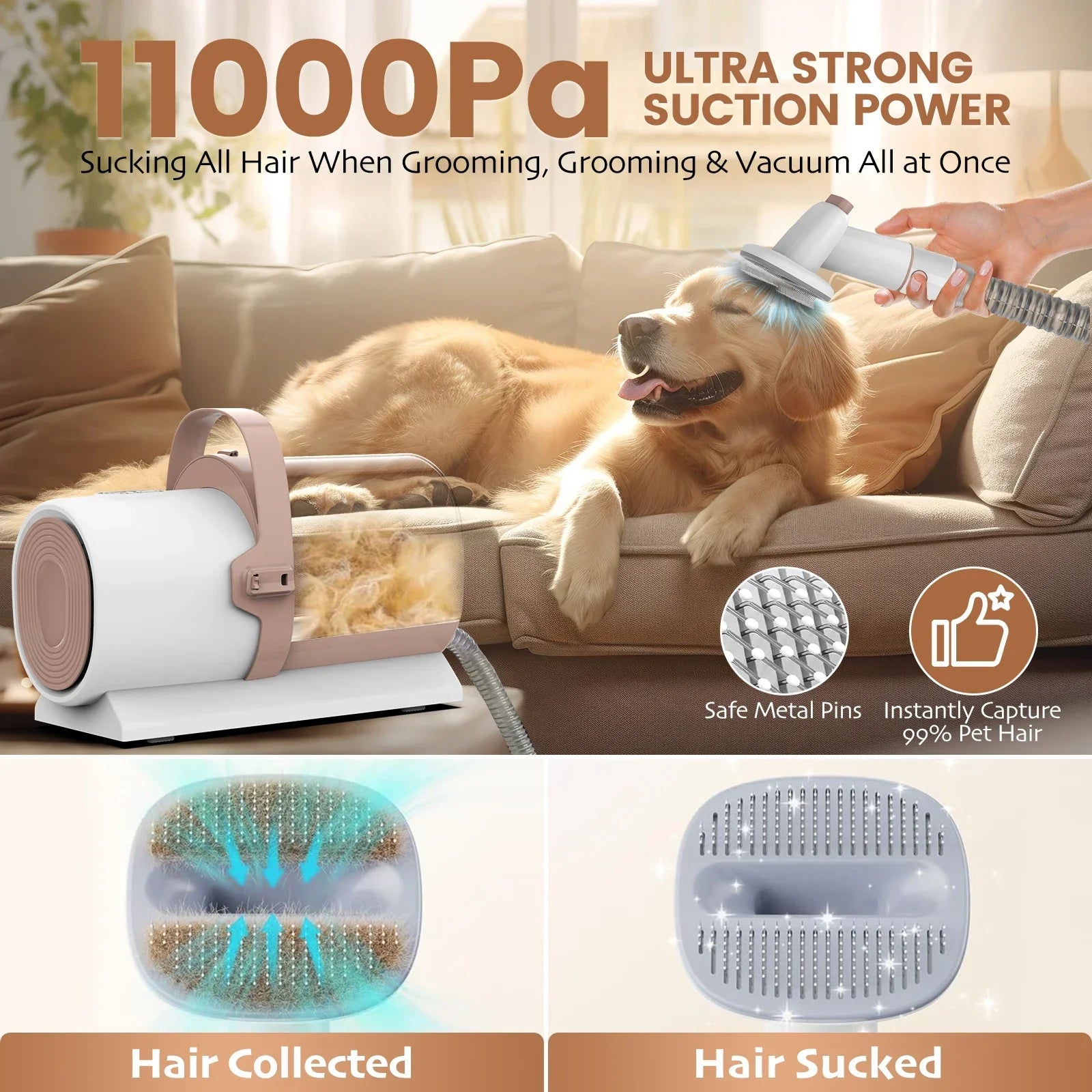 PawPerfect Pet Grooming Vacuum System | 11000Pa Hair Removal Kit