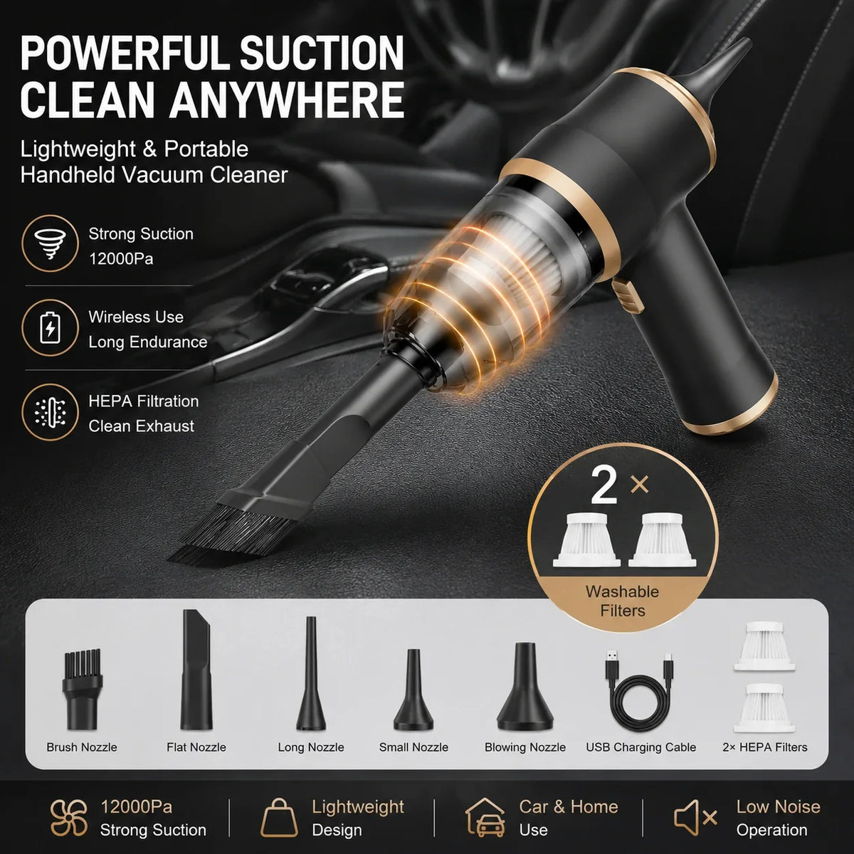 PowerClean 120W Portable Handheld Vacuum & Air Blower
