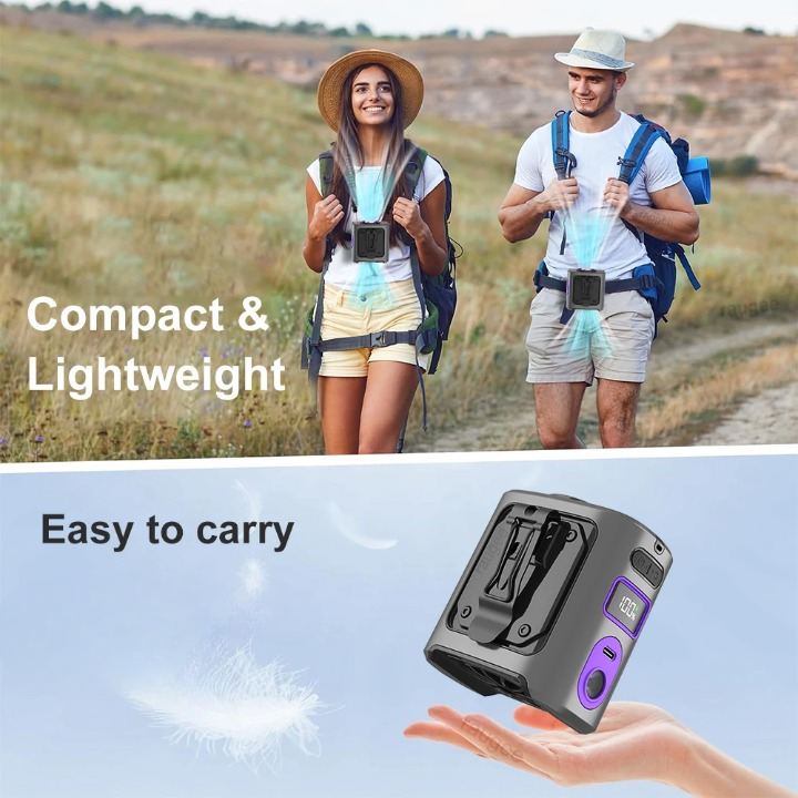 Portable 8000mAh Waist Fan with LED Light and Power Bank