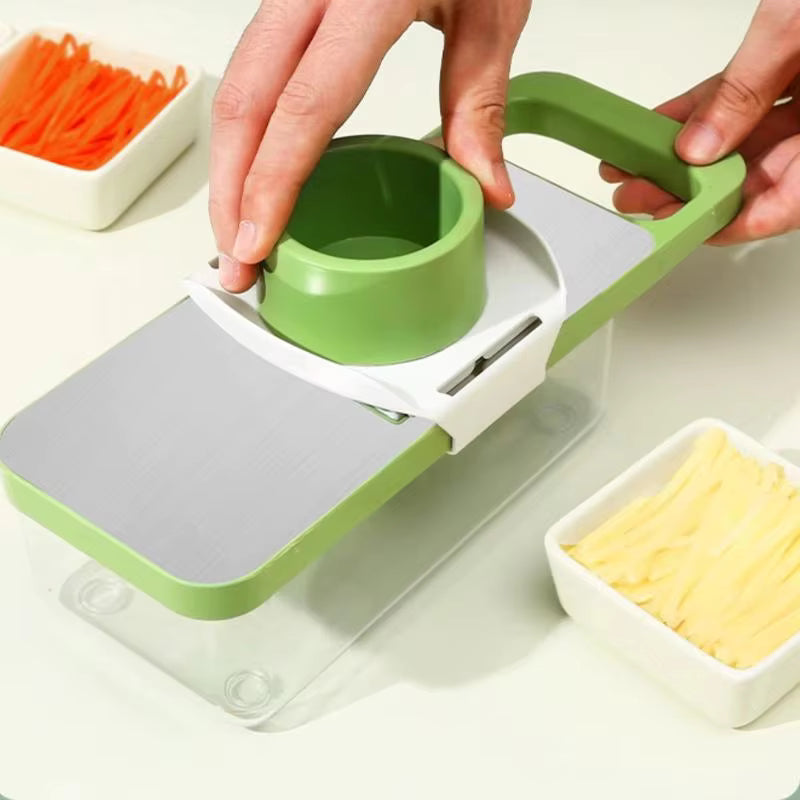 Versatile Vegetable Slicer with Five Blade Options and Safety Guard