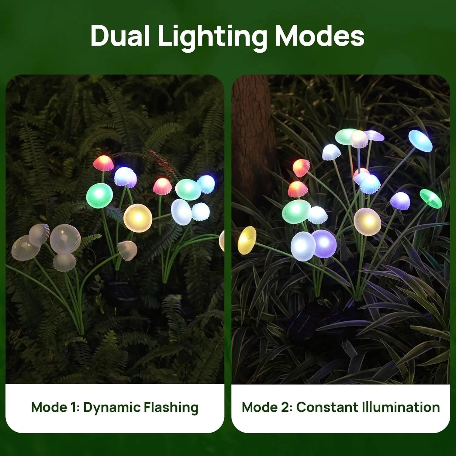 Whimsical Solar Garden Light Duo with 6 Dancing Caps