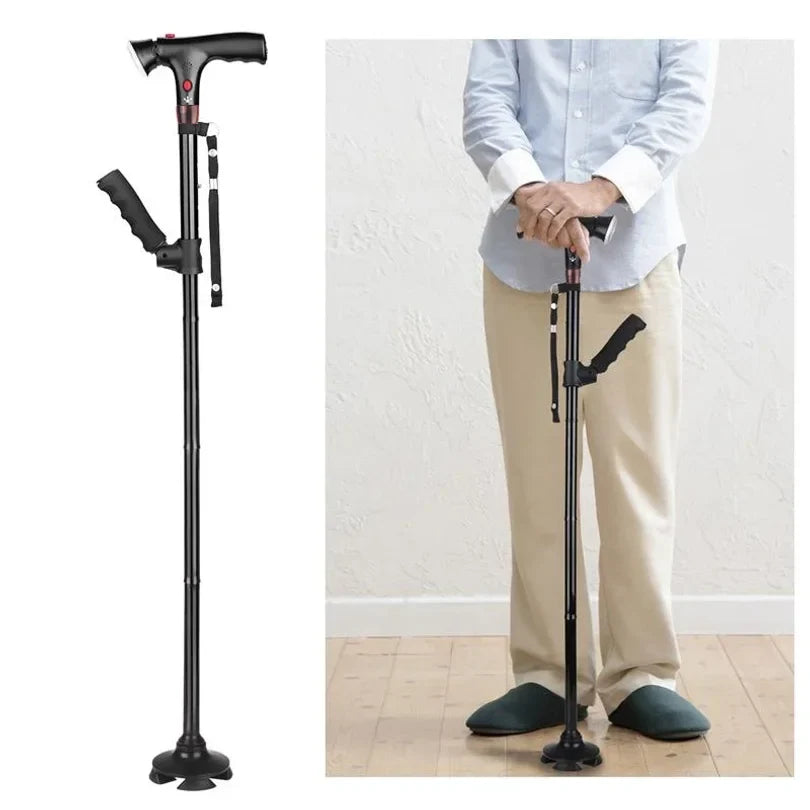 Compact Walking Aid with LED Illumination – Alarm Feature & Adjustable Height
