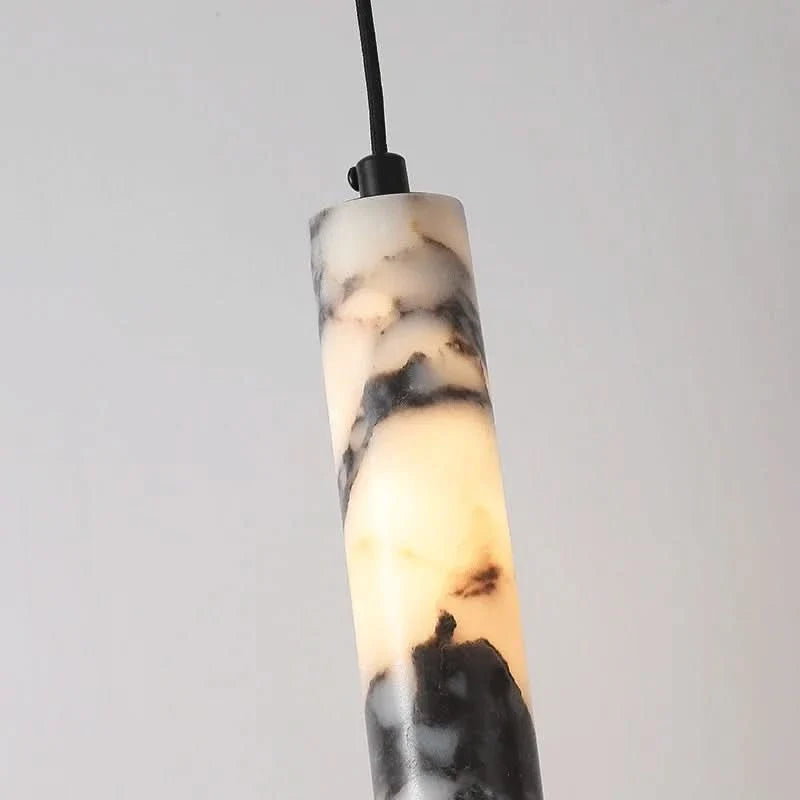 Natural Elegance – Stone Cylinder Pendant Light