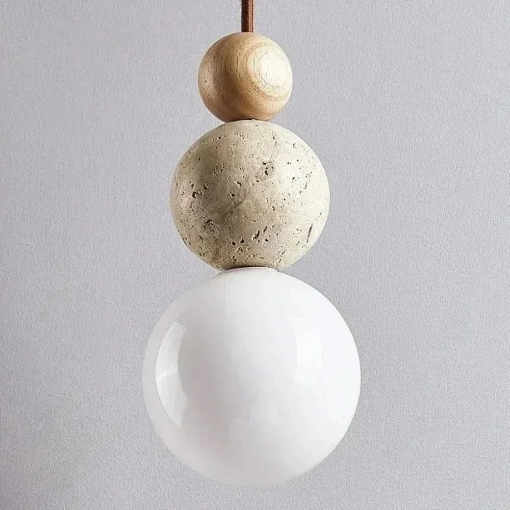 Elegant Gourd-Shaped Pendant Light with Mahogany Accents