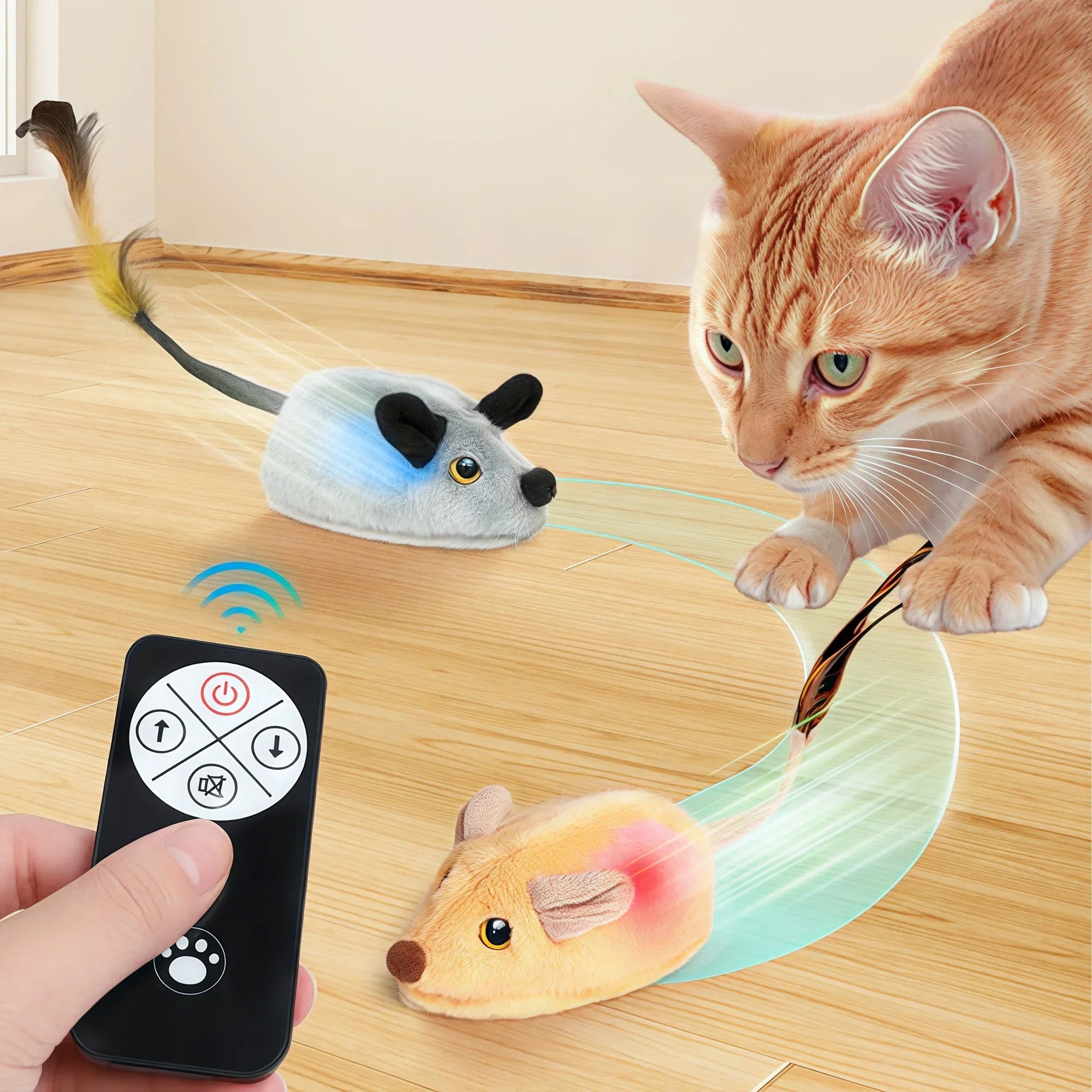 PouncePro Interactive Plush Mouse Toy for Cats & Kittens