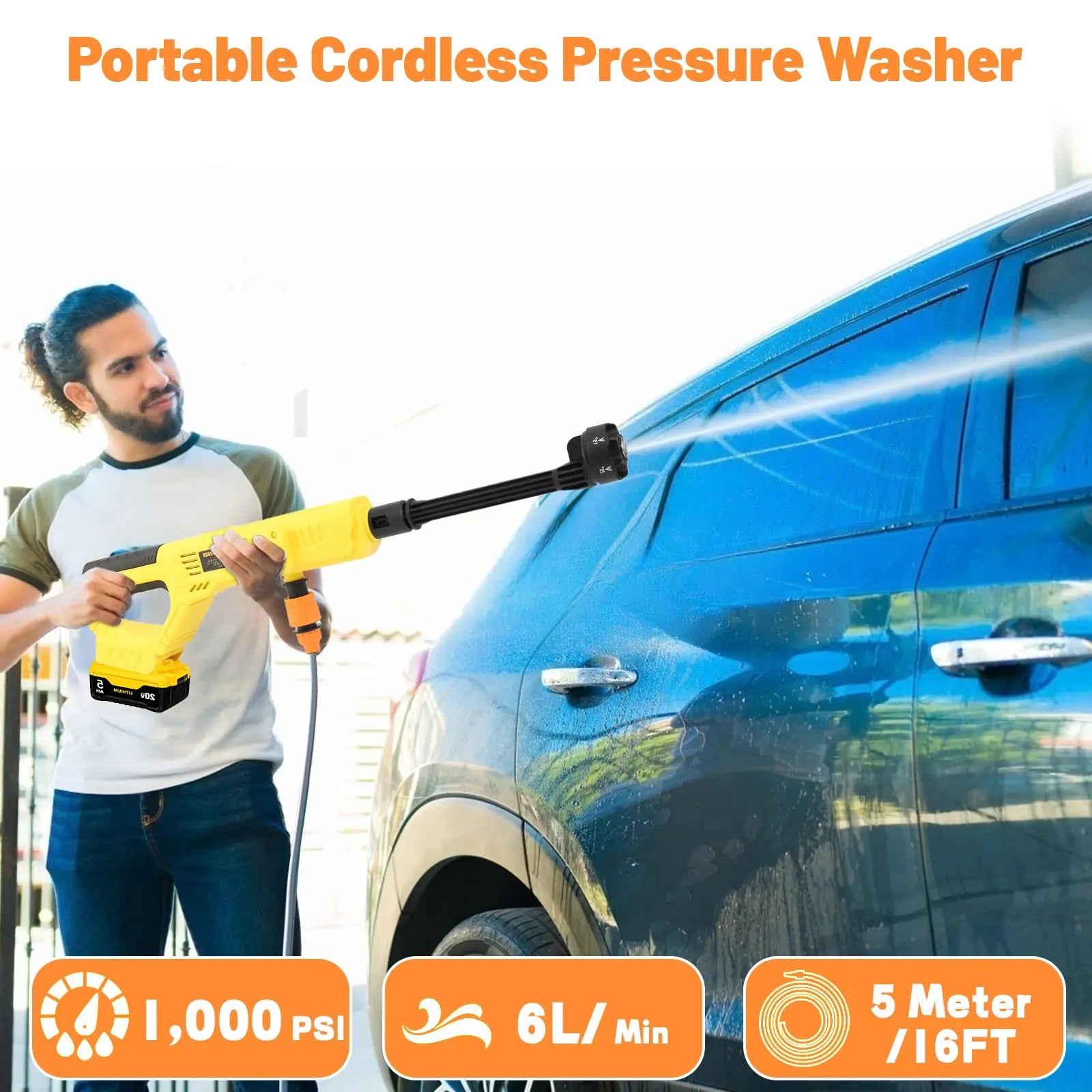AquaJet Cordless Pressure Cleaner – Versatile Battery-Powered Wash Gun