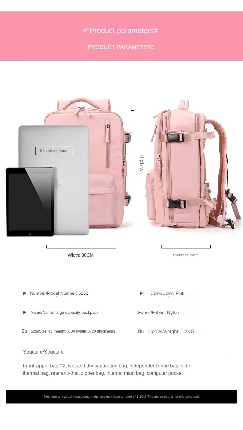 Versatile Travel Backpack with Shoe Storage Compartment