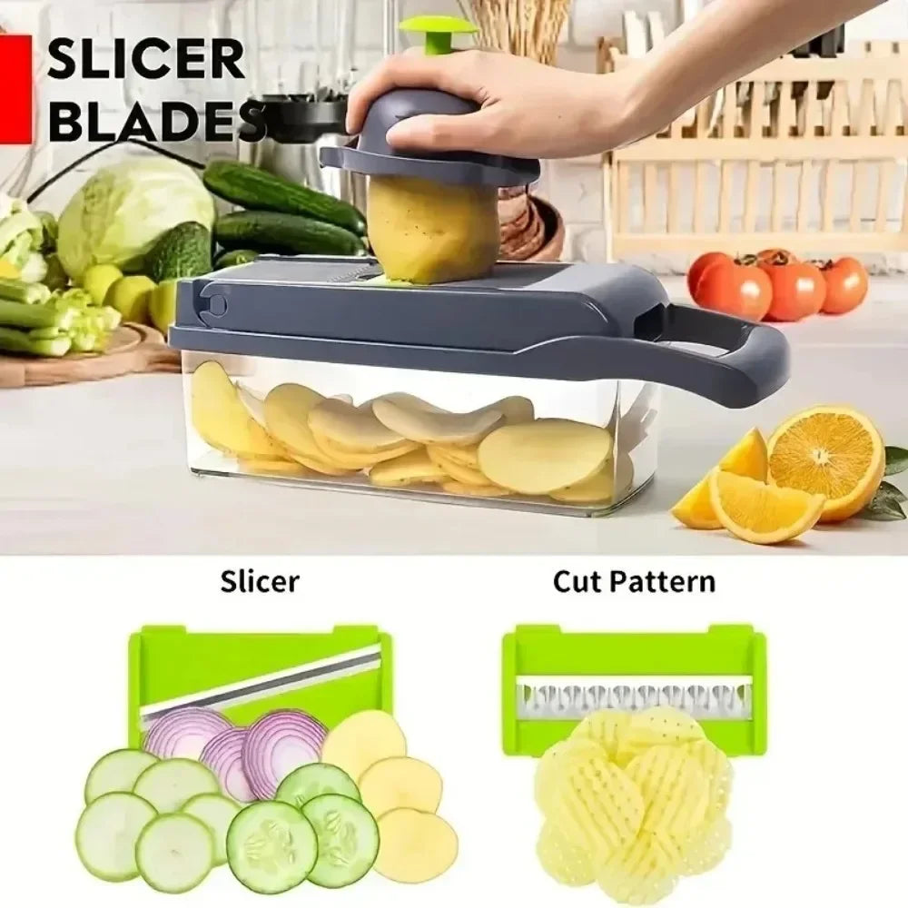 Versatile 16-in-1 Kitchen Vegetable Cutter – Effortless Food Prep