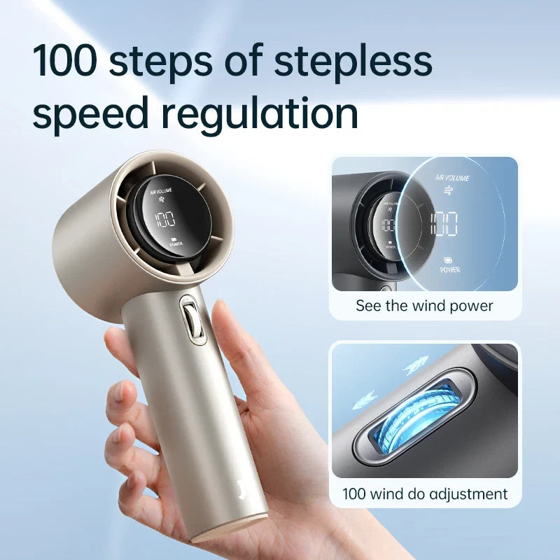 BreezeBuddy Mini Handheld Fan | Rechargeable & Ultra-Portable with 100 Speed Settings