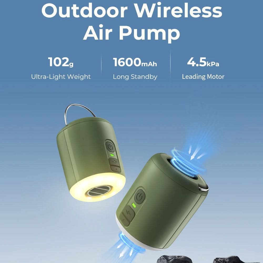 Compact Air Inflator with Integrated Camping Light
