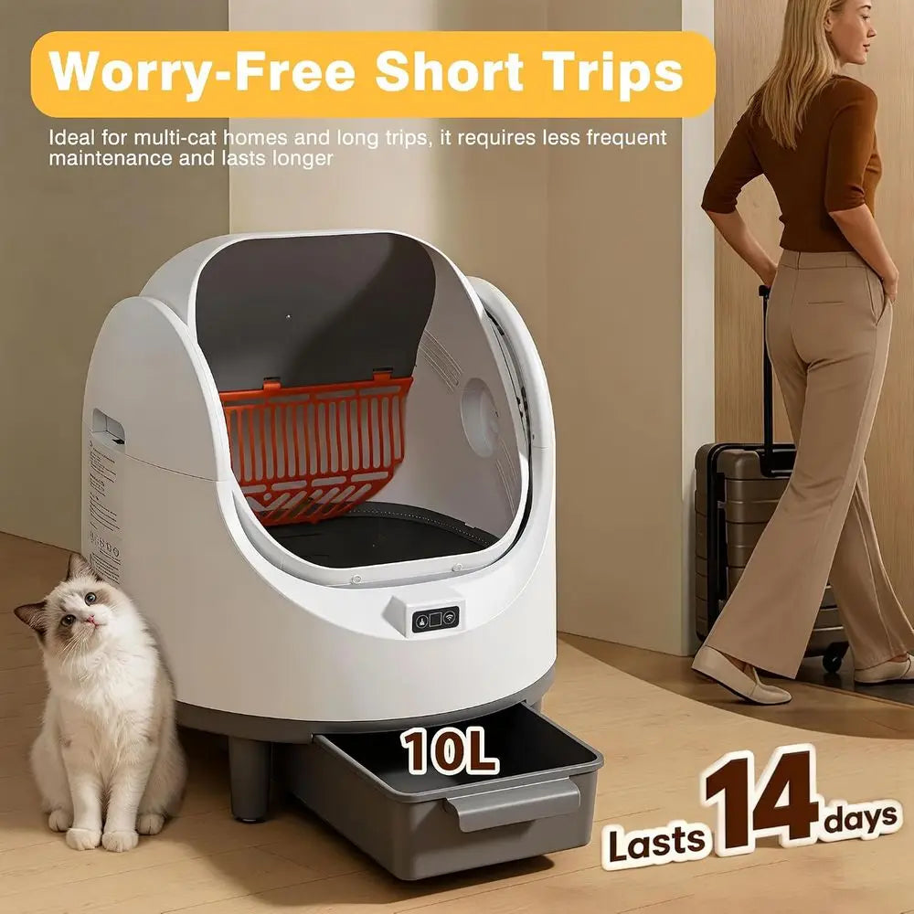 PurrClean Smart Self-Cleaning Cat Litter Solution | Wi-Fi Enabled with Safety Sensors & Superior Odor Control | Ideal for Multi-Cat Households