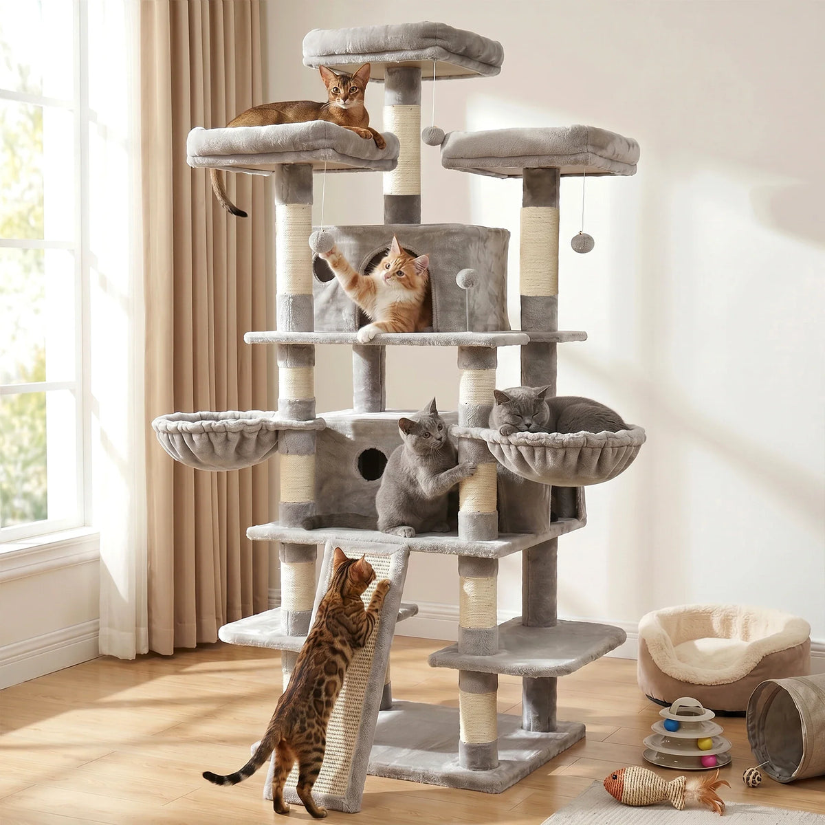 Feline Haven 4-Level Cat Tower | Spacious Indoor Climbing Structure