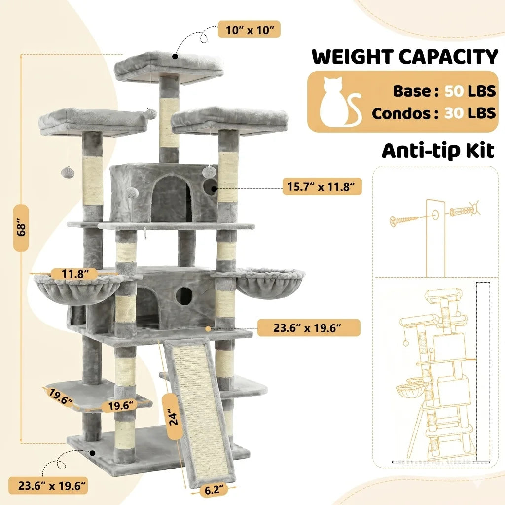 Feline Haven 4-Level Cat Tower | Spacious Indoor Climbing Structure