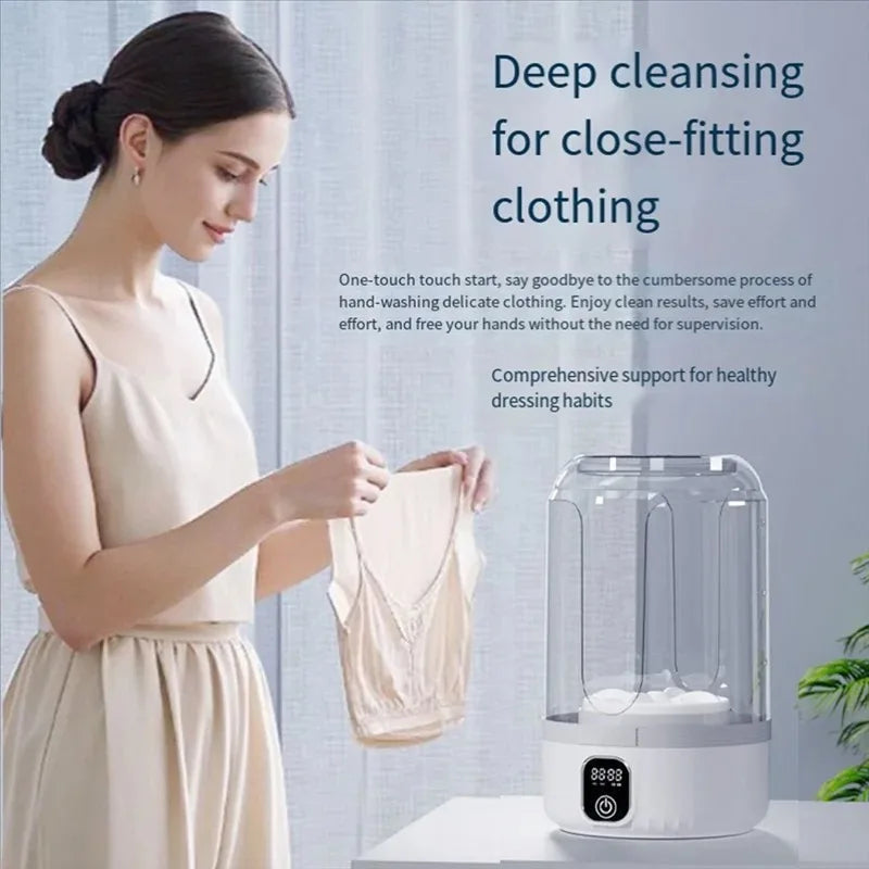 Travel-Friendly Compact Washer with LED Screen for Small Items