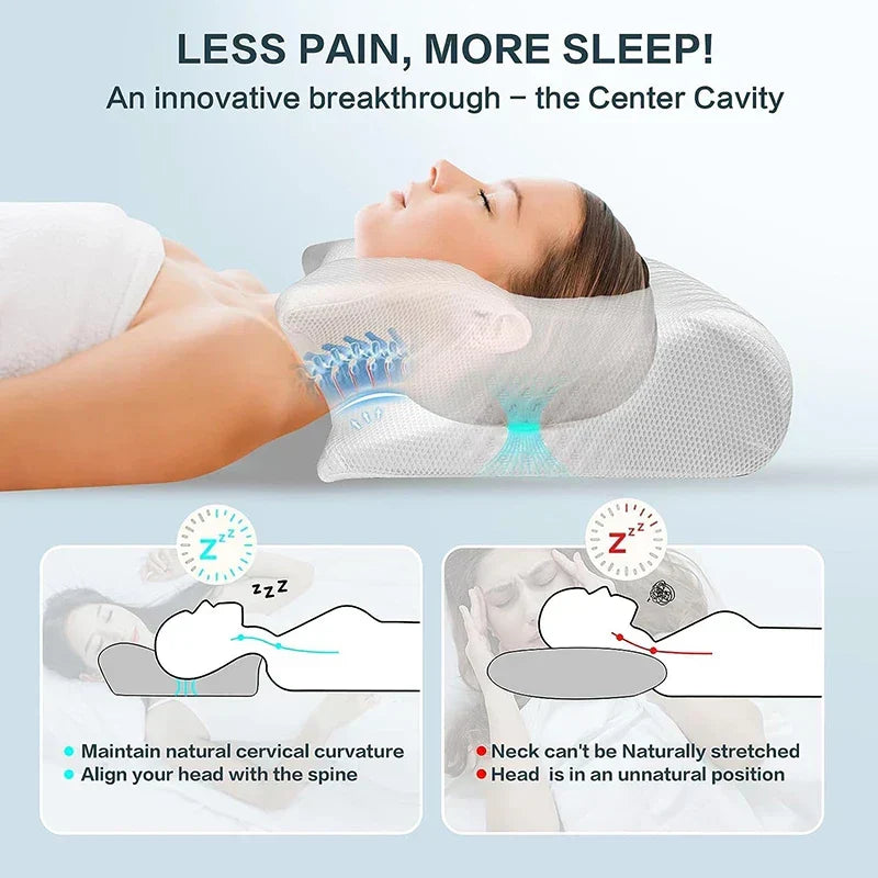 Ergonomic Contour Design Cervical Pillow – 2-in-1 Memory Foam