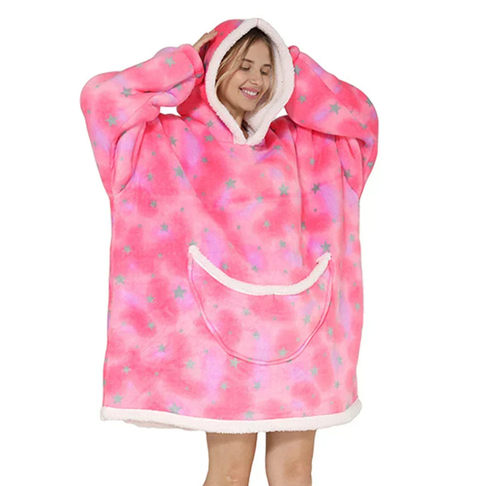 Hooded Fleece Blanket with Pockets – Extra Large Cozy Throw