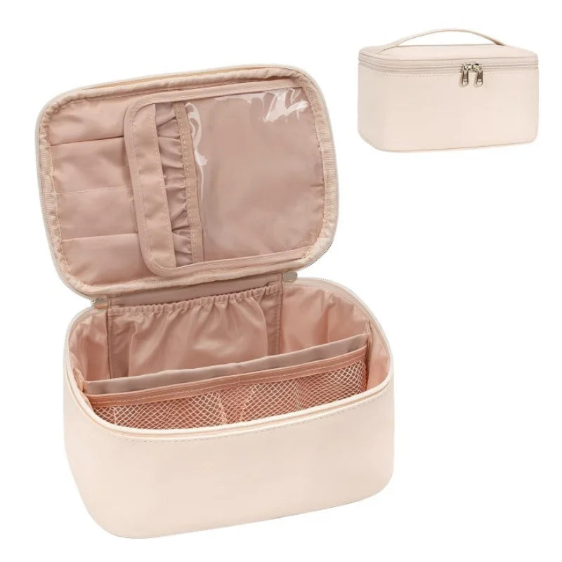 Voyager Deluxe Travel Makeup Organizer – Spacious PU Leather Case with Smart Compartments