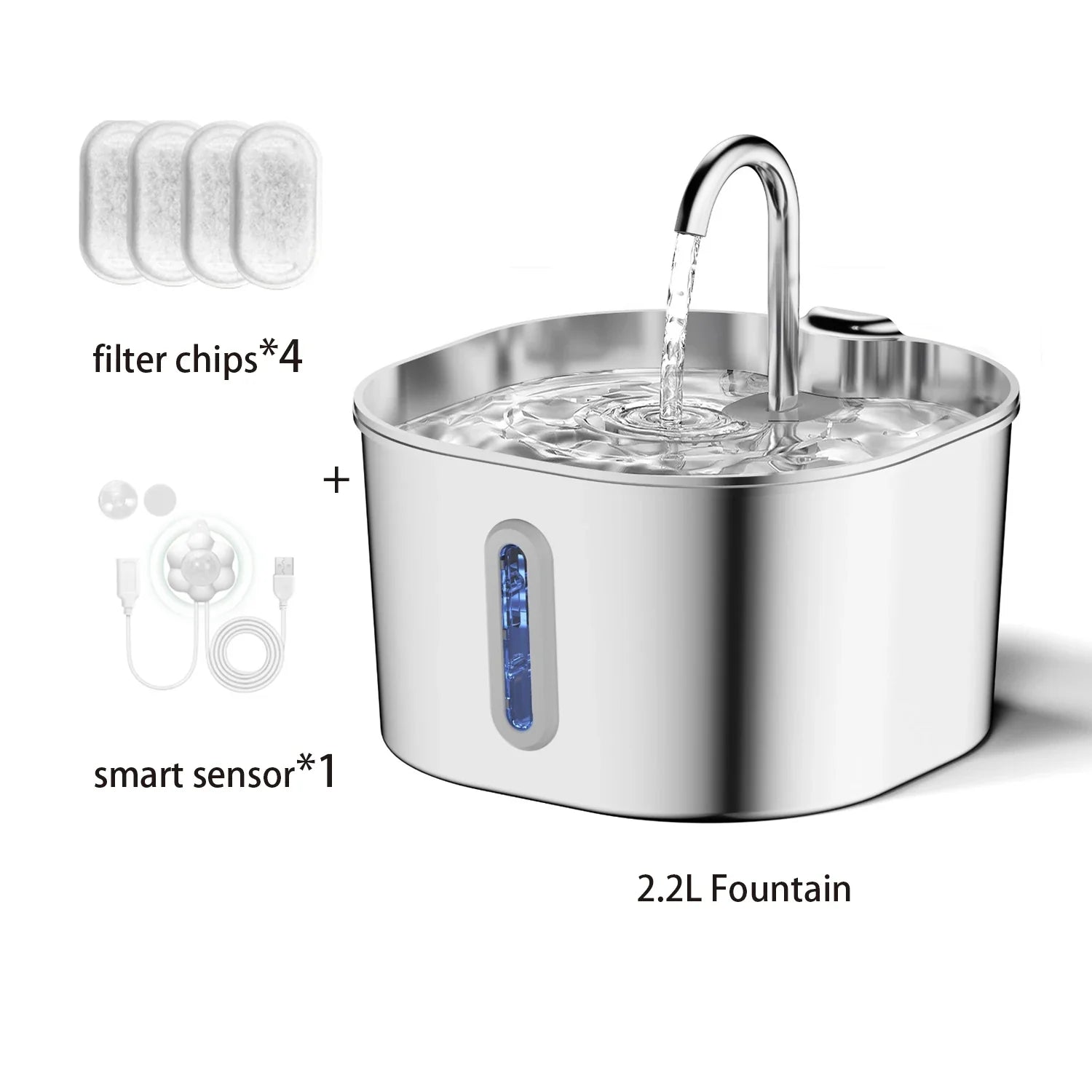 HydraFlow 2.2L Stainless Steel Cat Water Fountain | Automatic Hydration Solution