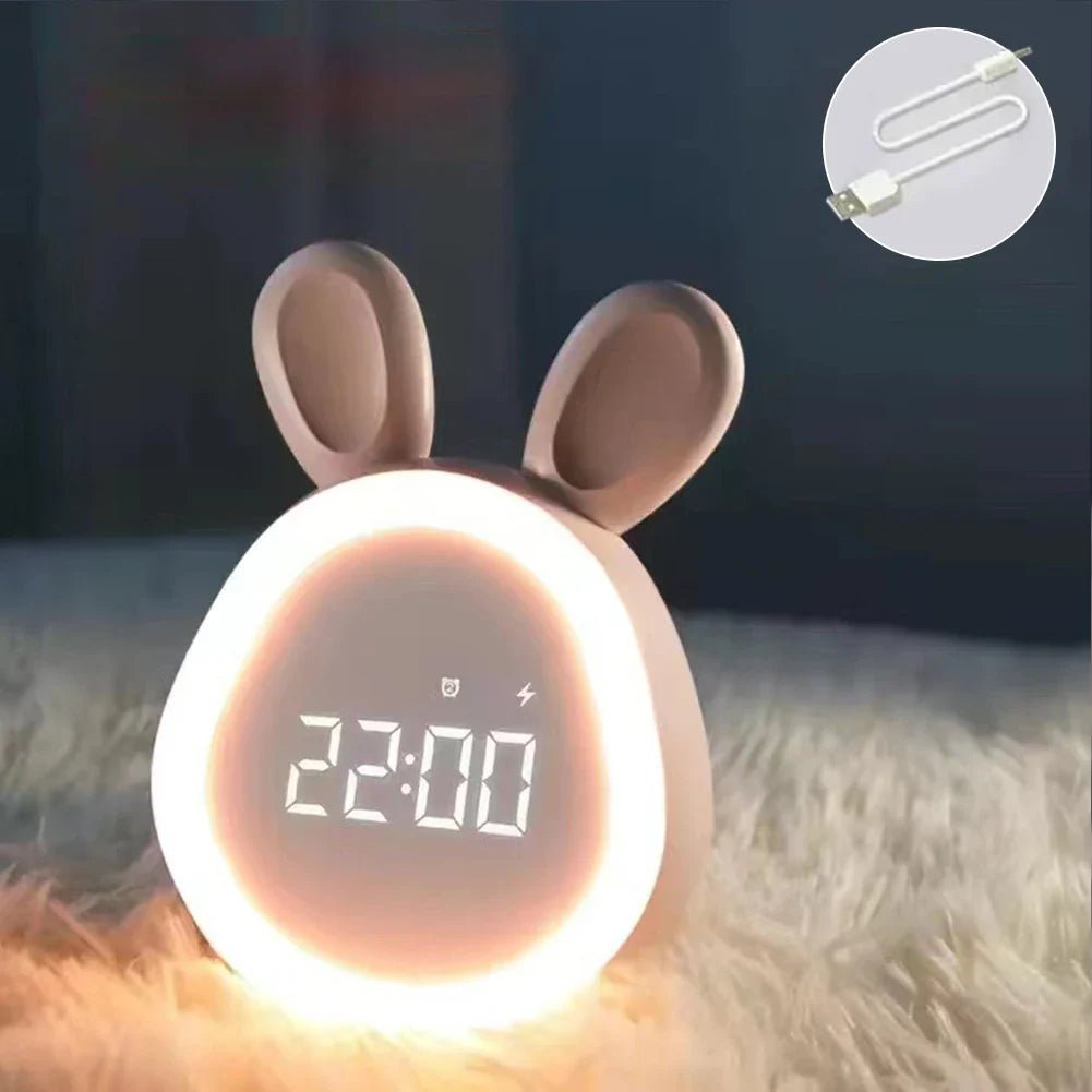 Children's LED Night Light Alarm Clock in Rabbit Shape