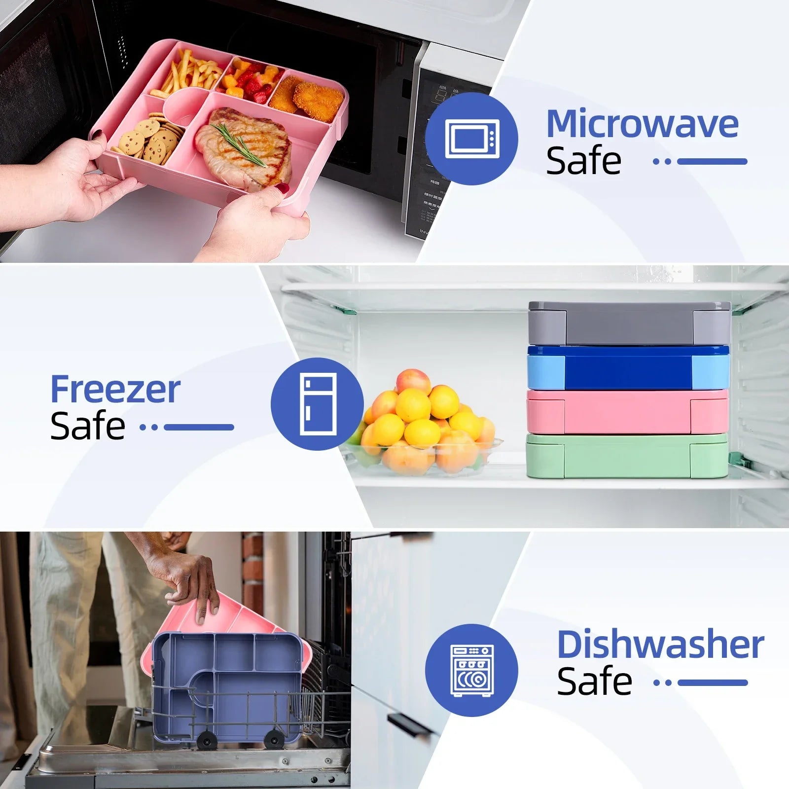 Smart Bento Meal Box – 1330ml, 7 Sections, Spill-Resistant with Utensils