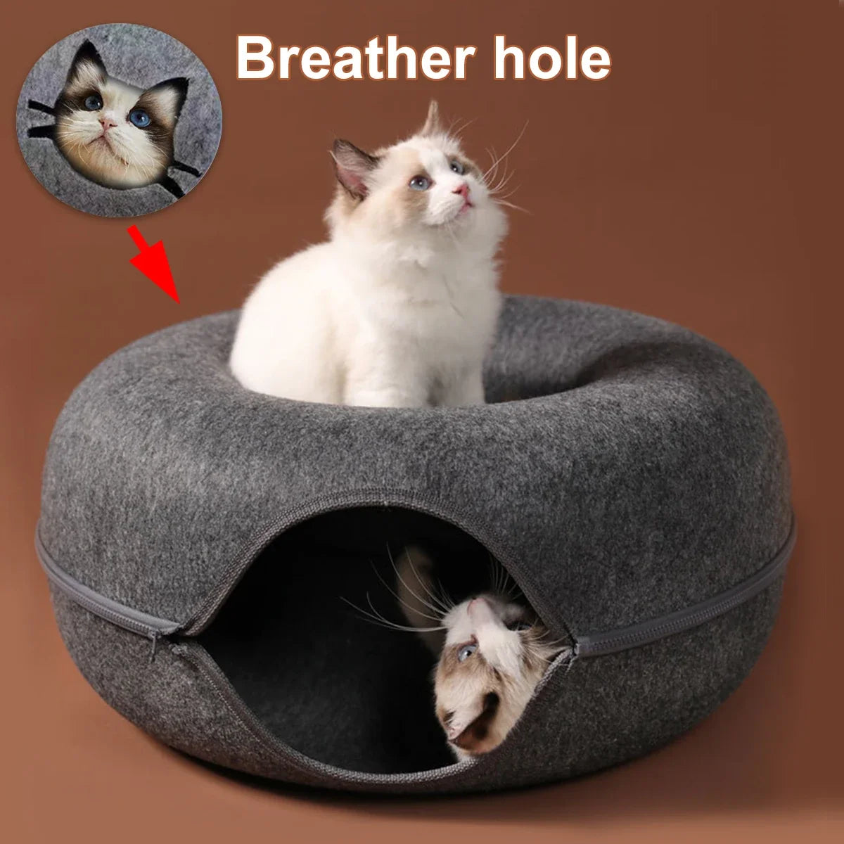 Feline Fun Sphere – Cozy Interactive Wool Cat Retreat