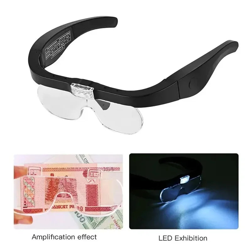 VisionMate Rechargeable LED Magnifying Glasses – Hands-Free Precision Tool