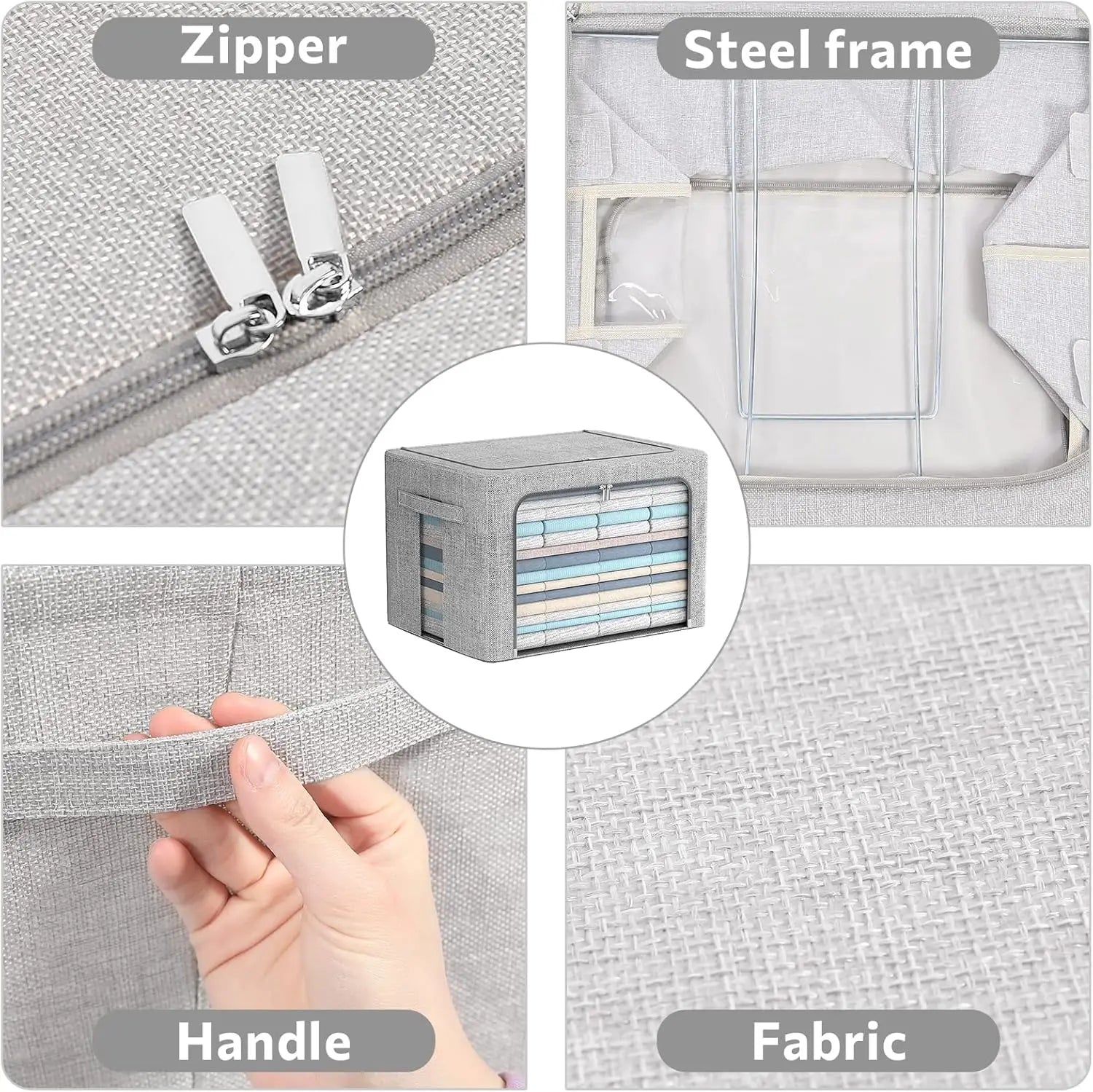 Linen Storage Bins with Clear Window – Stackable Fabric Organizers