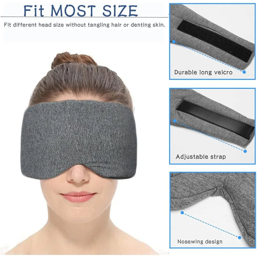DreamEase Cotton Sleep Mask – Adjustable Light Blocking Eye Cover for Travel and Relaxation