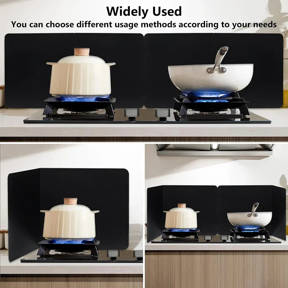 2-Sided Grease Splash Shield – Foldable Stainless Steel Oil Protector