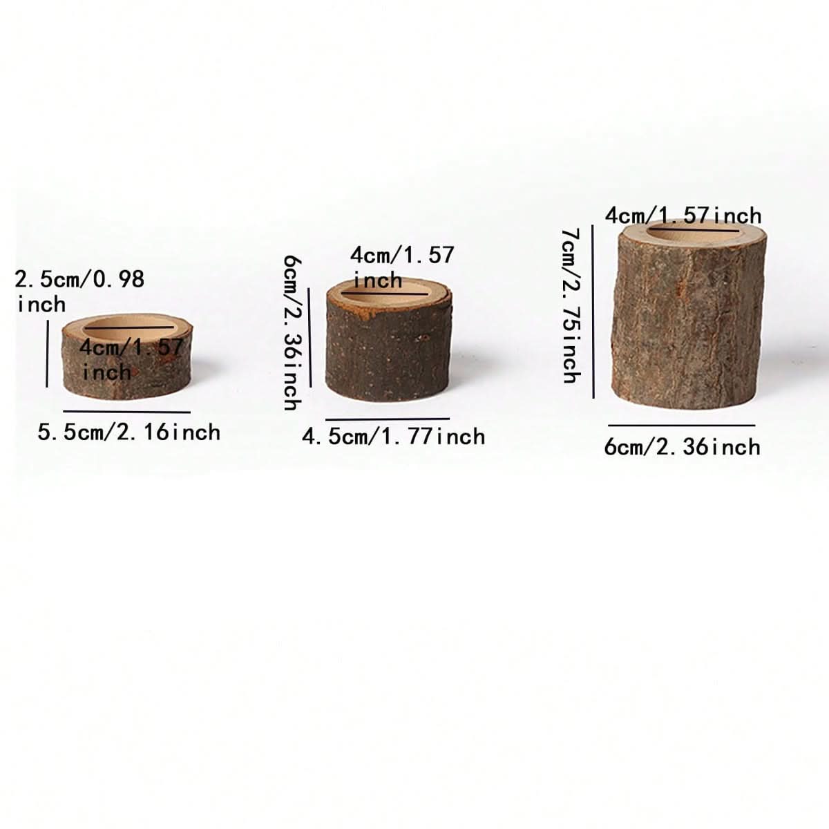 Rustic Charm - Three-Piece Wooden Tea Light Display Set