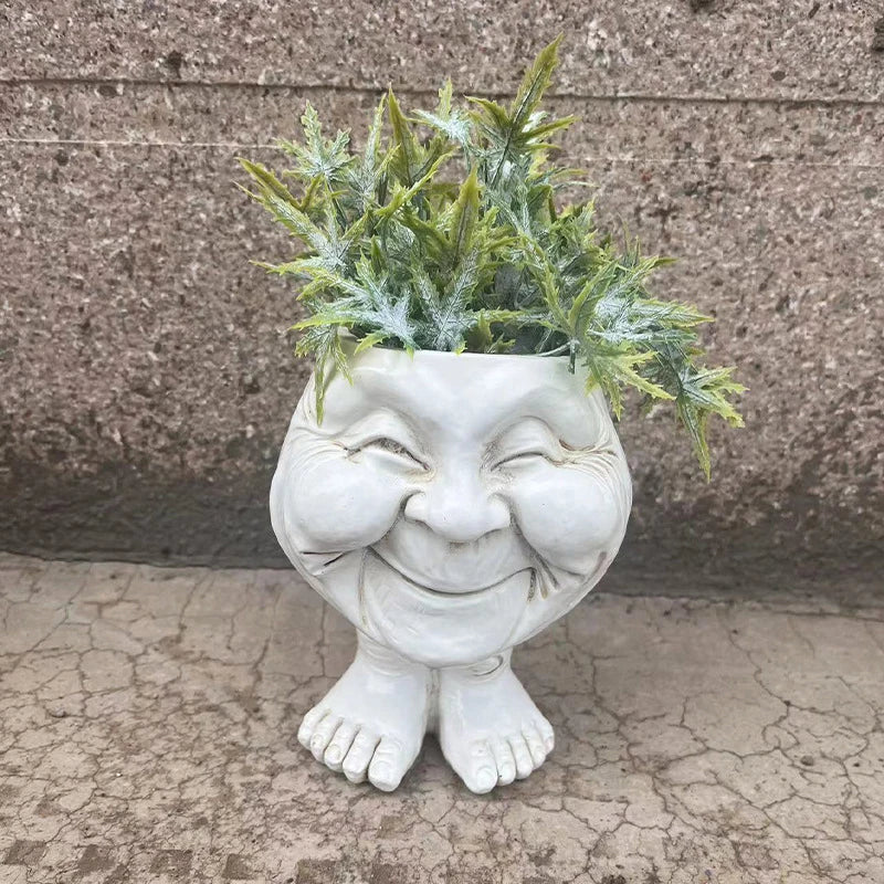 Humorous Face Shaped Planter - Laughing Plant Pot