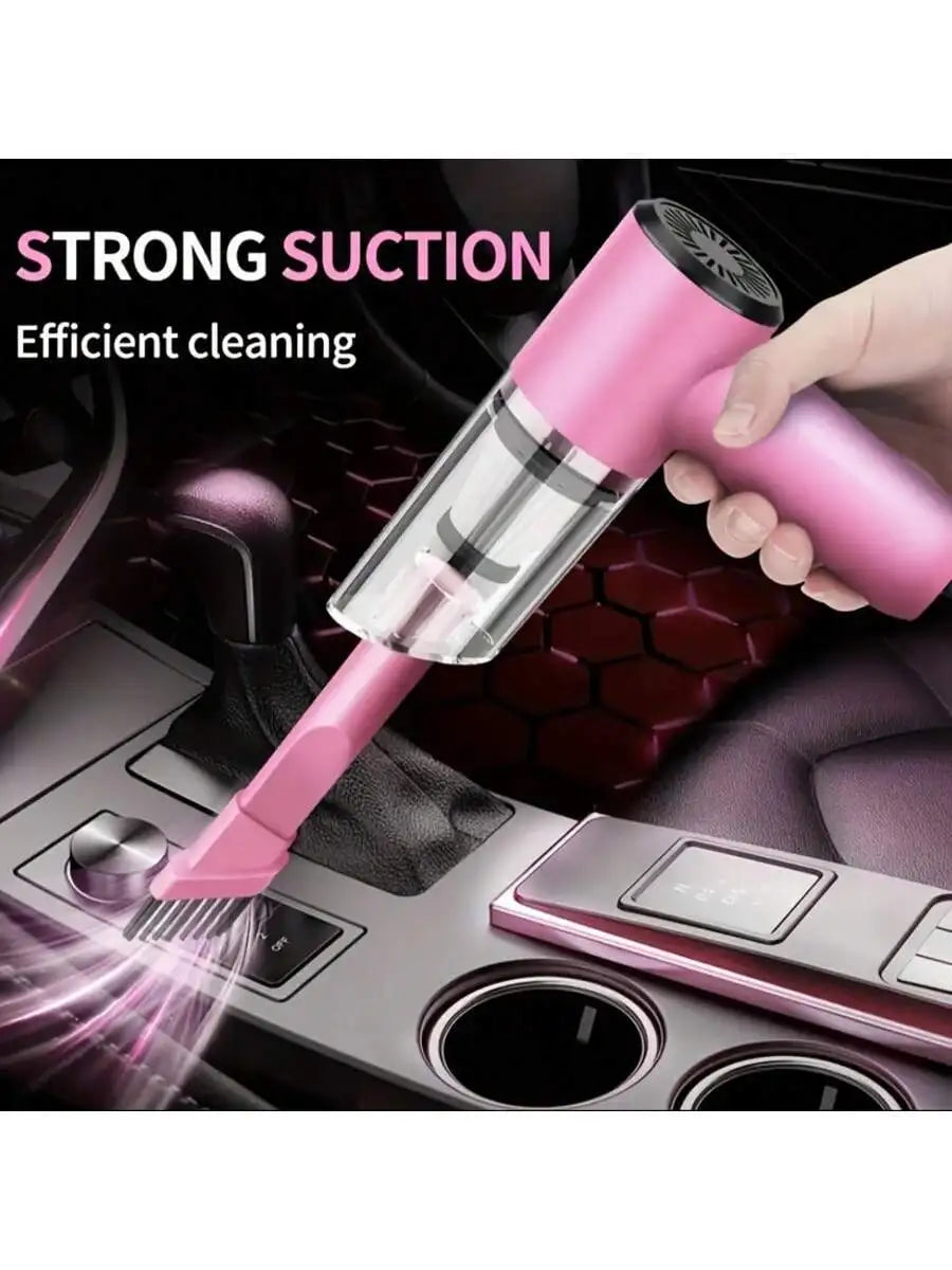 Compact 12V Portable Car Vacuum with LED Light & Washable Filter