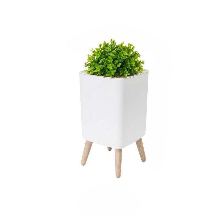 Eco-Friendly Wooden Trash Bin with Press Top Lid